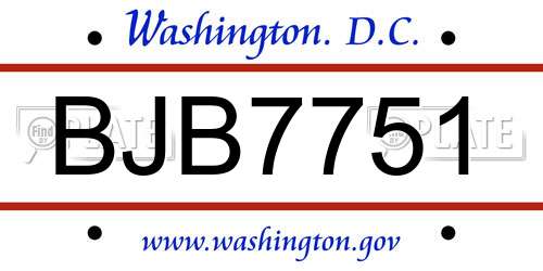 BJB7751 District Of Columbia License Plate