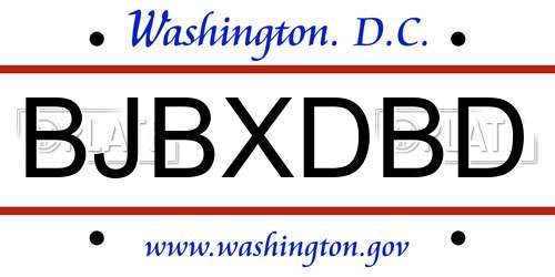 BJBXDBD District Of Columbia License Plate