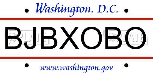 BJBXOBO District Of Columbia License Plate
