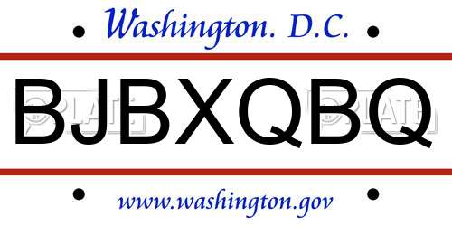 BJBXQBQ District Of Columbia License Plate