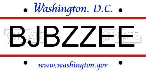 BJBZZEE District Of Columbia License Plate
