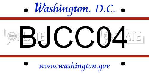 BJCC04 District Of Columbia License Plate