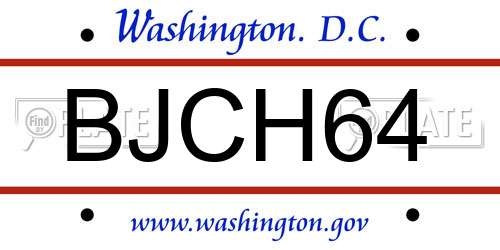 BJCH64 District Of Columbia License Plate