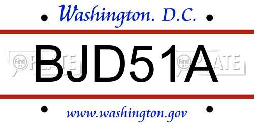 BJD51A District Of Columbia License Plate