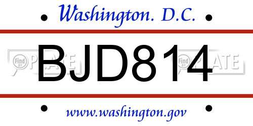 BJD814 District Of Columbia License Plate