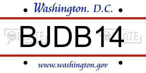 BJDB14 District Of Columbia License Plate