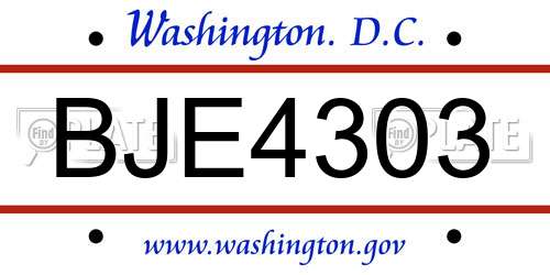 BJE4303 District Of Columbia License Plate