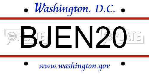 BJEN20 District Of Columbia License Plate