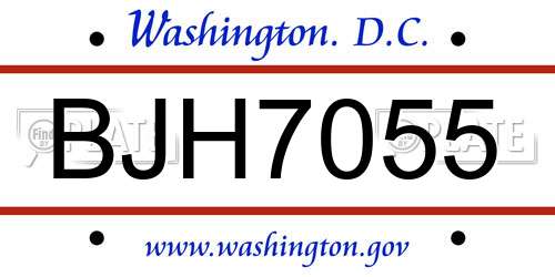 BJH7055 District Of Columbia License Plate