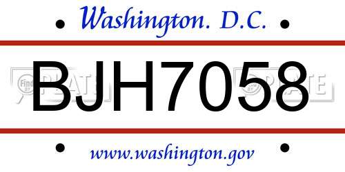 BJH7058 District Of Columbia License Plate