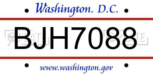 BJH7088 District Of Columbia License Plate