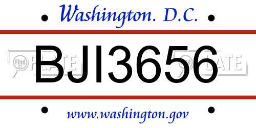 BJI3656 District Of Columbia License Plate
