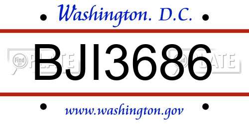 BJI3686 District Of Columbia License Plate