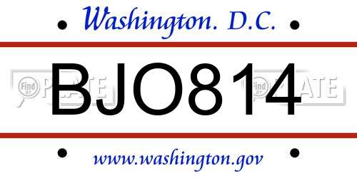 BJO814 District Of Columbia License Plate