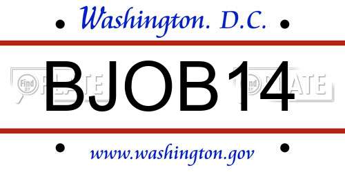 BJOB14 District Of Columbia License Plate