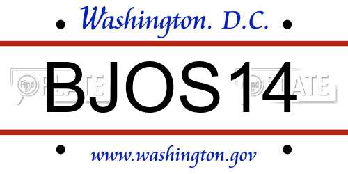 BJOS14 District Of Columbia License Plate