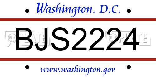 BJS2224 District Of Columbia License Plate