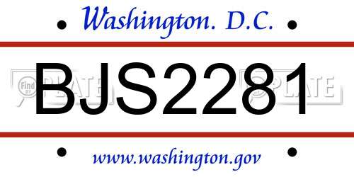 BJS2281 District Of Columbia License Plate