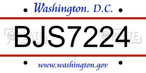 BJS7224 District Of Columbia License Plate