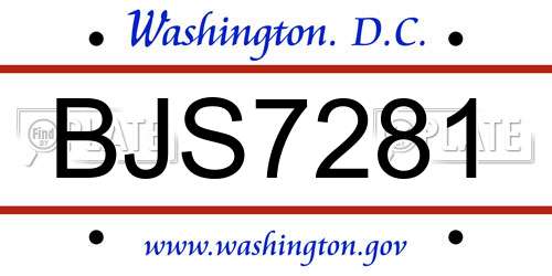 BJS7281 District Of Columbia License Plate