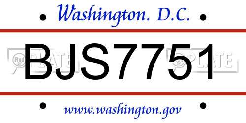 BJS7751 District Of Columbia License Plate