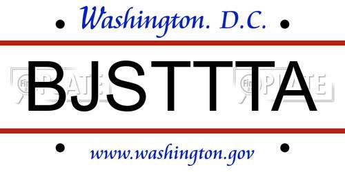 BJSTTTA District Of Columbia License Plate