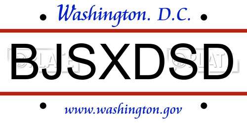 BJSXDSD District Of Columbia License Plate