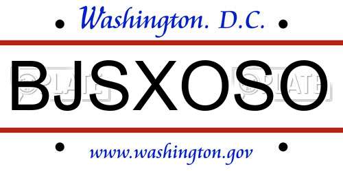 BJSXOSO District Of Columbia License Plate