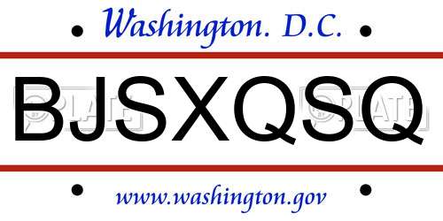 BJSXQSQ District Of Columbia License Plate