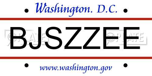 BJSZZEE District Of Columbia License Plate
