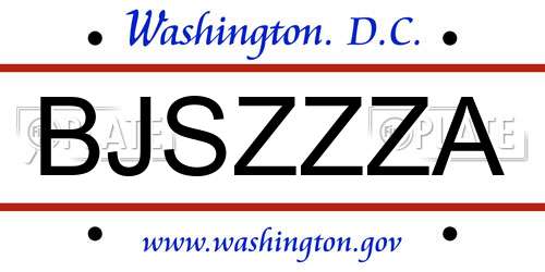 BJSZZZA District Of Columbia License Plate