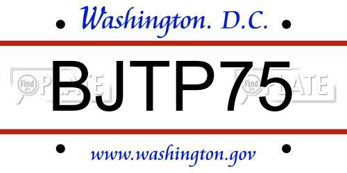 BJTP75 District Of Columbia License Plate