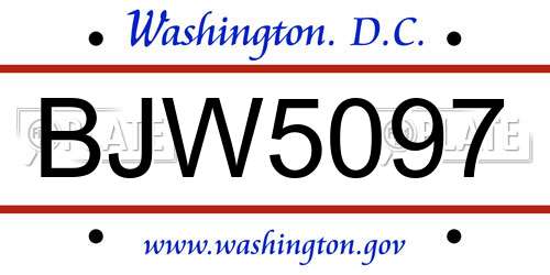 BJW5097 District Of Columbia License Plate