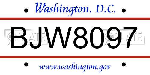 BJW8097 District Of Columbia License Plate