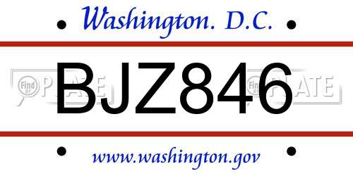 BJZ846 District Of Columbia License Plate