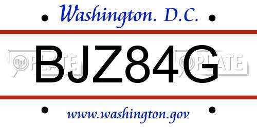 BJZ84G District Of Columbia License Plate