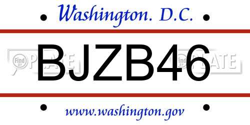 BJZB46 District Of Columbia License Plate