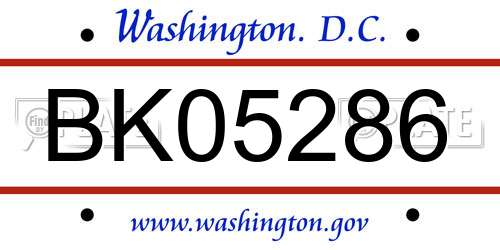 BK05286 District Of Columbia License Plate