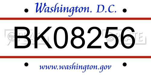 BK08256 District Of Columbia License Plate