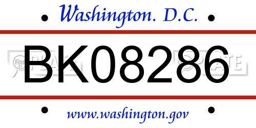 BK08286 District Of Columbia License Plate