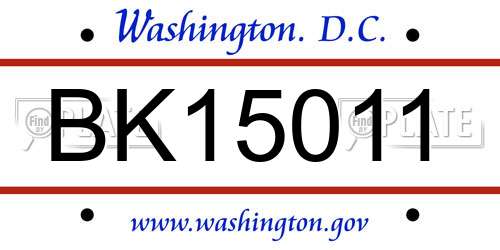 BK15011 District Of Columbia License Plate