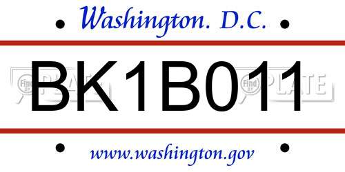 BK1B011 District Of Columbia License Plate