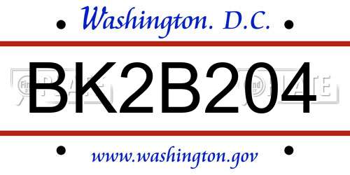BK2B204 District Of Columbia License Plate