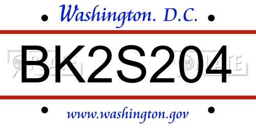 BK2S204 District Of Columbia License Plate