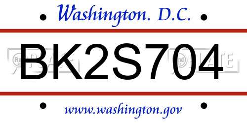 BK2S704 District Of Columbia License Plate