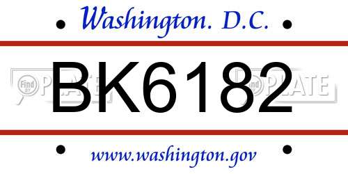 BK6182 District Of Columbia License Plate