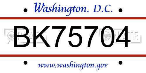 BK75704 District Of Columbia License Plate
