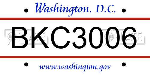 BKC3006 District Of Columbia License Plate