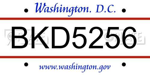 BKD5256 District Of Columbia License Plate