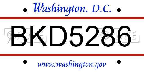 BKD5286 District Of Columbia License Plate